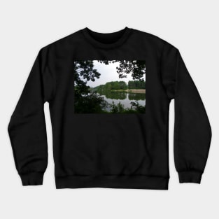 Lake View Photography Art, Beautiful Pine Trees, Nature Scenery Crewneck Sweatshirt